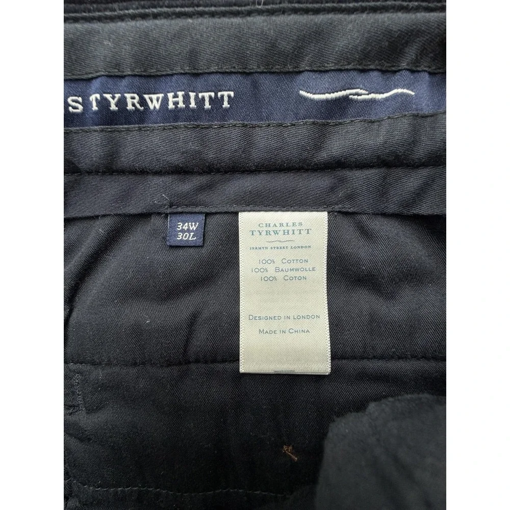 Charles Tyrwhitt Pants Mens 34x30 Navy‎ Corduroy Chino Straight Casual Everyday